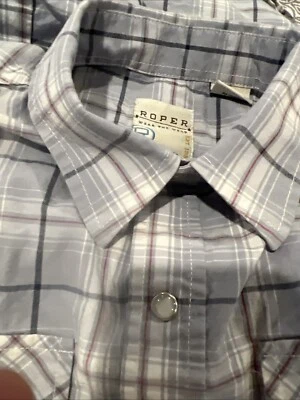 Camisa Roper Boys 12 Gris Cuadros Manga Larga Tejida Western Vaquero Snap Ecuestre Foto 1 de 4