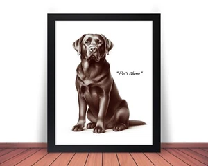 Framed Personalized CHOCOLATE Lab LABRADOR Photo DOG NAME Picture 8x10 11x14 P4 - Picture 1 of 9