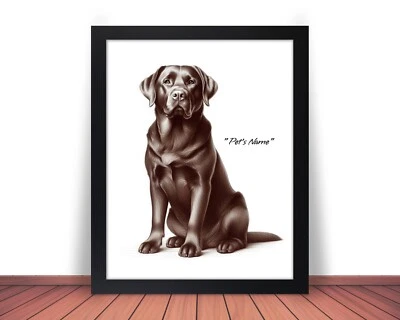 Framed Personalized CHOCOLATE Lab LABRADOR Photo DOG NAME Picture 8x10 11x14 P4 - Image 1 of 4