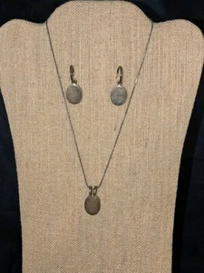 925 Sterling Silver Necklace & Earrings Engraved Cursive Letter 'C' Medallion - Picture 1 of 13