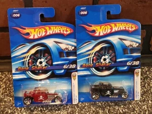 Lot Of 2 - Hot Wheels 2006 Bone Shaker #6/38 Collector # 006 5-Spoke Red & Black - Picture 1 of 13