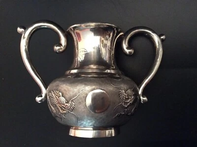 Antiguo chino siglo XIX. Jarrón Century con mango de plata Foto 1 de 4