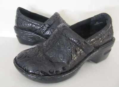 B.O.C Born Concept BC3630 Peggy Floral Repujado Zuecos Zapato de Cuero NEGRO Talla 6 M Foto 1 de 4