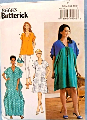 BUTTERICK PATTERN  6683 CAFTAN  TUNICS  MISSES SIZES XSMALL SMALL MEDIUM  NEW - Image 1 of 2