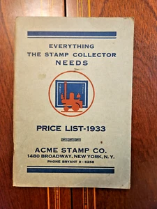 ACME STAMP CO. PRICE LIST 1933 PHOTO ILLUSTRATED - Picture 1 of 6