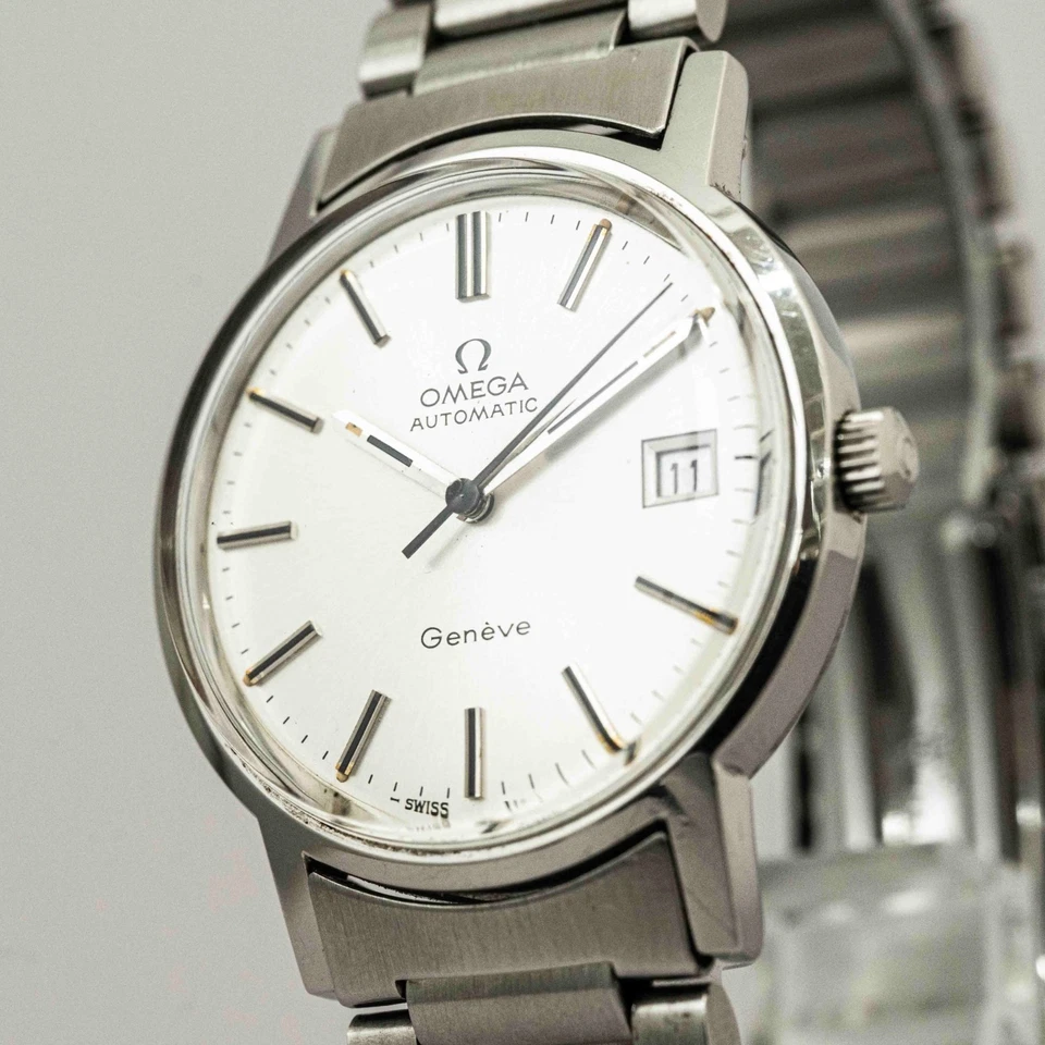 Sin tarifas *CASI COMO NUEVO* De colección OMEGA Geneve Cal.1012 esfera plateada automática 34 mm para hombre Foto 1 de 4