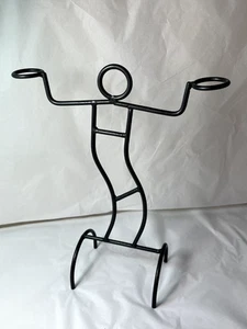 VINTAGE DANCING STICK MAN CANDLE HOLDER BRUTALIST ART MCM METAL - Picture 1 of 8