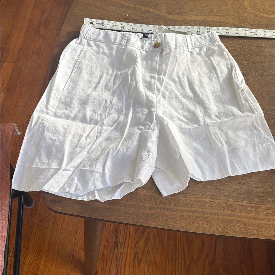 J Crew 6» гавани короткие в льняной белый шорты маленький - Изображение 1 из 4