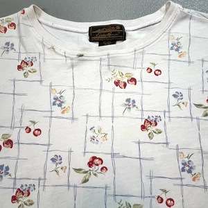 Vtg Eddie Bauer 80s 90s Shirt Top Small Strawberries Cherries Floral Grannycore - Picture 1 of 8