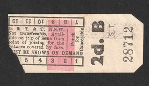 VINTAGE 1950s DEPARTMENT OF ROAD TRANSPORT & TRANSPORT NSW  2d. B BUS TICKET - Bild 1 von 2