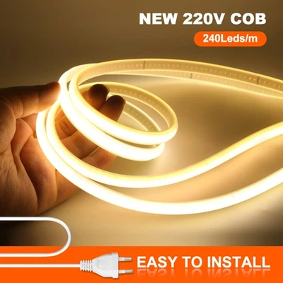 230V Neon COB LED Streifen IP67 Wasserdicht Stripe Band Lichtband Beleuchtung - Bild 1 von 4