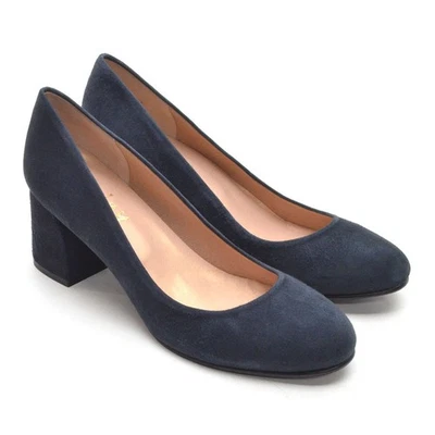 Ladies French Sole FS/NY Trance Round Toe Pumps 8.5 B Navy Suede Heels Shoes New - Image 1 of 4