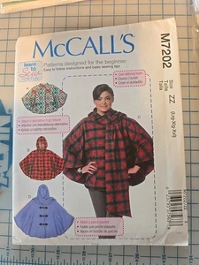 7202 McCall's Learn To Sew Ponchos in 4 Styles Misses' L-XXL (16-26) Pattern UC - Picture 1 of 2