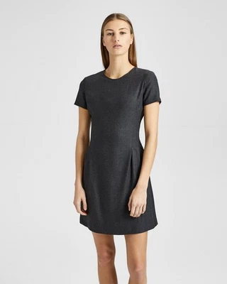 Theory Corset Tee New Flannel Size 12 Gray Virgin Wool Blend Pleated Mini Dress - Image 1 of 4