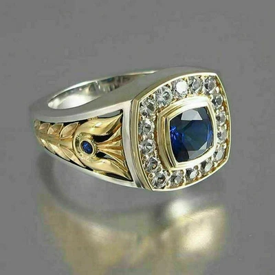 Anillo de boda de oro blanco de 14 k con diamantes creados en laboratorio de zafiro corte cojín de 1,75 quilates FN Foto 1 de 4