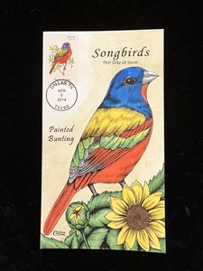 FDC COLLINS CACHÉ PINTADO A MANO #4885 PÁJARO CANTOR PINTADO BANDERÍN - Imagen 1 de 2