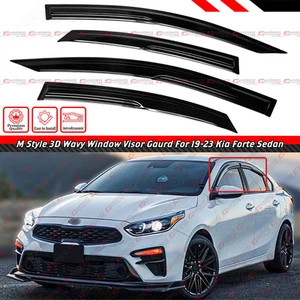 FOR 2019-2023 KIA FORTE SEDAN JDM AERO 3D WAVY WINDOW VISOR RAIN GUARD - Picture 1 of 4
