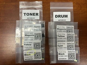 4 Toner Chips for HP Enterprise M855 + 4 Drum Chips for HP M855 Combo Refill - Picture 1 of 3