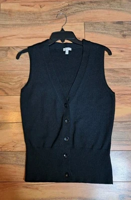 Colete Talbots Feminino com Botões Tamanho M Preto Mescla de Lã Carreira Casual Academia  - Imagem 1 de 4