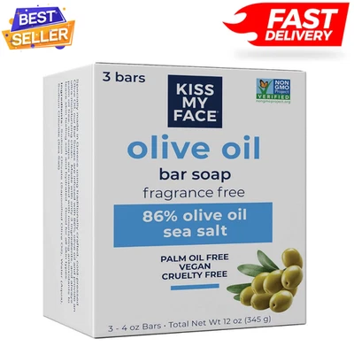 Kiss My Face оливковое масло без запаха барное мыло, увлажняющее барное мыло, жестокость 4 - Изображение 1 из 4