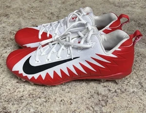 Size 11.5 Nike Alpha Menace Pro Low TD P White/Red Football Cleats AJ6606-107 - Picture 1 of 5