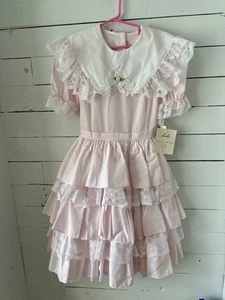 Vintage Sz 10 Lilo California Tiered Ruffle Pageant Dress Pink Party Full Circle - Picture 1 of 6