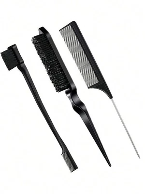 Comb for Edge Back Grooming Teasing Brush Slick Brush Set Bristle Hair Brush - Image 1 of 4