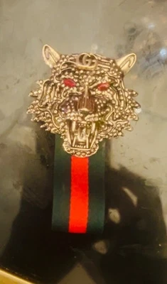 Rare Repurposed Gucci GG web Roaring Tiger Brooch - Image 1 of 4