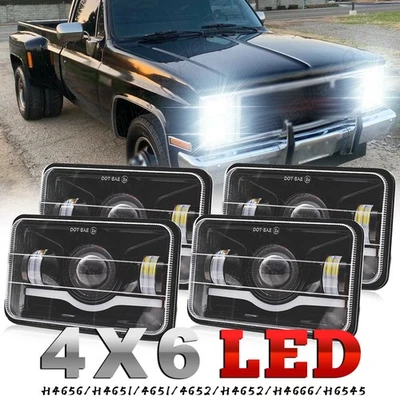 4x Faros LED Fit GMC C1500 2500 3500 K1500 K2500 K3500 1982-86 Camión 4x6 pulgadas Foto 1 de 4