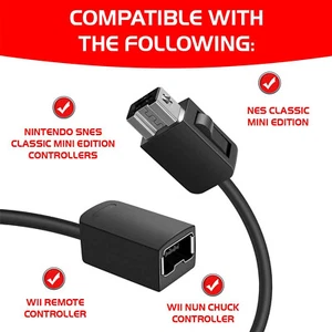 10 Fuß Verlängerungskabel Kabel Nintendo SNES NES Mini Classic Edition Controller - Bild 1 von 1