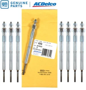 Set of 8 OEM GM 62G / 97226202 Diesel Glow Plug 01-04 Chevy GMC LB7 Duramax 6.6L - Picture 1 of 7
