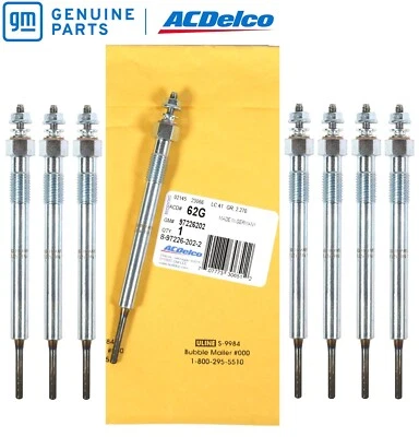Conjunto de 8 velas de incandescência diesel GM 62G/97226202 FABRICANTE DE EQUIPAMENTO ORIGINAL 01-04 Chevy GMC LB7 Duramax 6.6L - Imagem 1 de 4