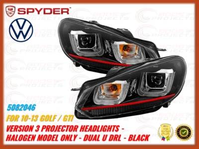 Spyder Projector Headlights Halogen Model-Black For 10-13 VW Golf/GTI - 5082046 - Image 1 of 4