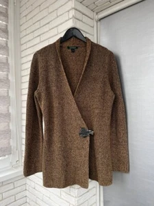 Lauren Ralph Lauren Cardigan Sweater Long Sleeve Brown Woman Size L - Picture 1 of 15