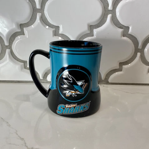 San Jose Sharks NHL Hockey Coffee Mug Large Heavy Black Teal Blue Tea Coffee Cover