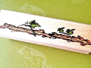 TWIG BORDER Wood Pole Branch RUBBER STAMP LEAVES Holly Pond Susan Wheeler UPTOWN - Picture 1 of 8
