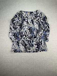 JM Collection Top Erwachsene groß blau Langarmbluse Sommer T-Shirt Damen - Bild 1 von 5