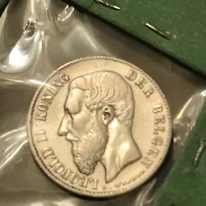 Belgium KM#127 50 Centimes 1886 Silver Coin Better Date/Grade - Picture 1 of 8