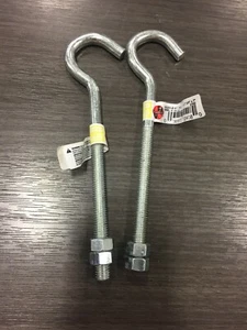 National Hardware N221-697 Zinc-Plated Silver Steel 7" L Hook Bolt 135 lb. 2 pk - Picture 1 of 2