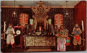 Postal de la ciudad de Nueva York de 1950 "TEMPLO CHINO WAH YAN MUE 16 Pell Street"" étnica - Imagen 1 de 2