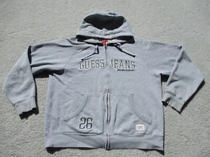 Guess Jeans Sweater Mens Xlarge Full Zip Hoodie Gray Spellout Y2k Sweatshirt #26 - Picture 1 of 14