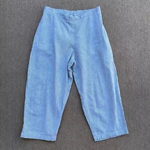 pantaloni cropped goddess gear lino cotone grigio bianco righe S gamba larga lagenlook - Foto 1 di 10