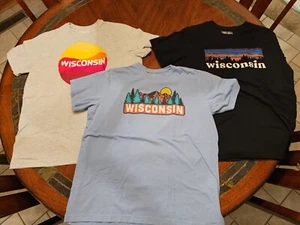 Lot of 3 WISCONSIN Souvenir T Shirts Size LARGE (L)  Gently Used. - Picture 1 of 7