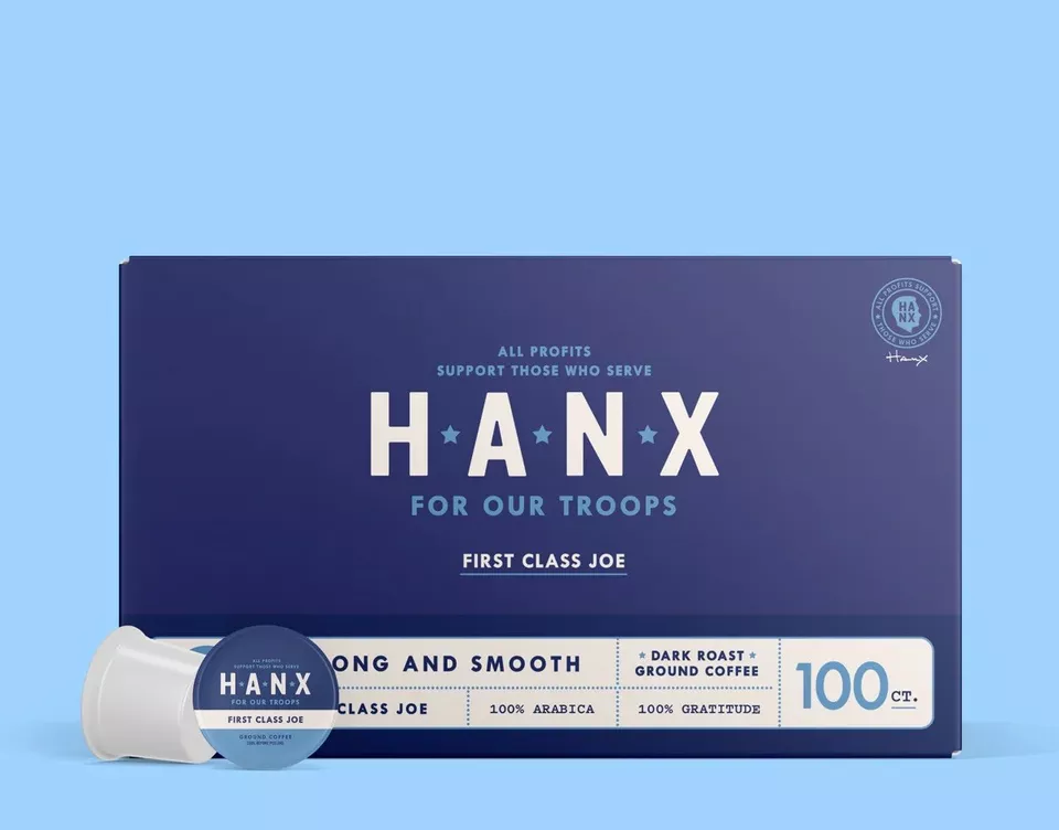 First Class Joe Coffee Pods (100Ct) Hanx For Our Troops Dark Roast Ground Coffee - Image 1 of 4