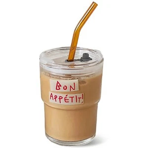 13oz Glass Tumbler With Glass Straw And Lid Iced Coffee Cups Reusable Water Cup - Picture 1 of 7