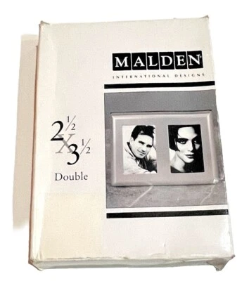 Silver Colored Double Picture Frame Holds 3.5" X 2.5" Photo Collage Modern - Image 1 of 3