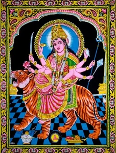 Tapestry Wall Hanging Poster Goddess Ma Durga Religious Home Decor Sequin New - Picture 1 of 3