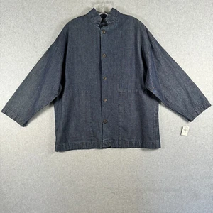 Eskandar Achkan Jacket Coat Blouse Womens Size 0 Blue Denim 100% Cotton NWT - Picture 1 of 17