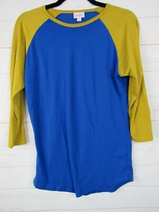 LuLaRoe Women's Randy Blue with Mustard Yellow Sleeves Top Size Small - Picture 1 of 3