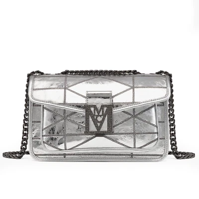MCM Travia Quilted Shoulder Bag in Silver Crash Calf Leather (0207) - Image 1 of 4